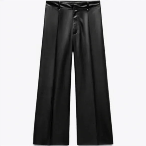 Zara NWT ZW Collection faux leather tailored pants black 3581/041 - Picture 6 of 11
